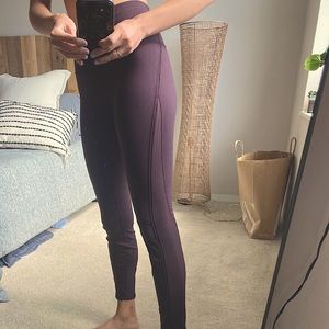 Lululemon maroon leggings with mesh leg detail
